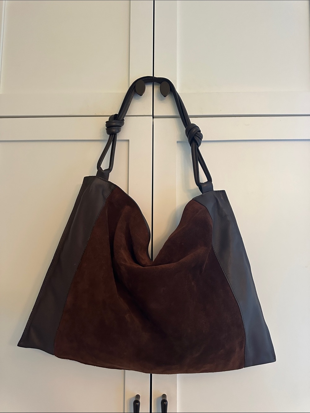 VIOLA CASTELLIANI SUEDE AND LEATHER SLOUCHY SHOULDER BAG - Picture 5 of 11